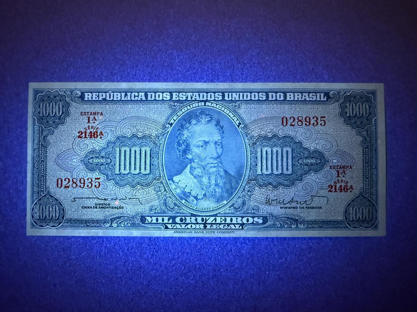 《艾美收藏》第216期-10.19周日外币超白金场 巴西1000克鲁塞罗 UNC 1961年 稀少大面值