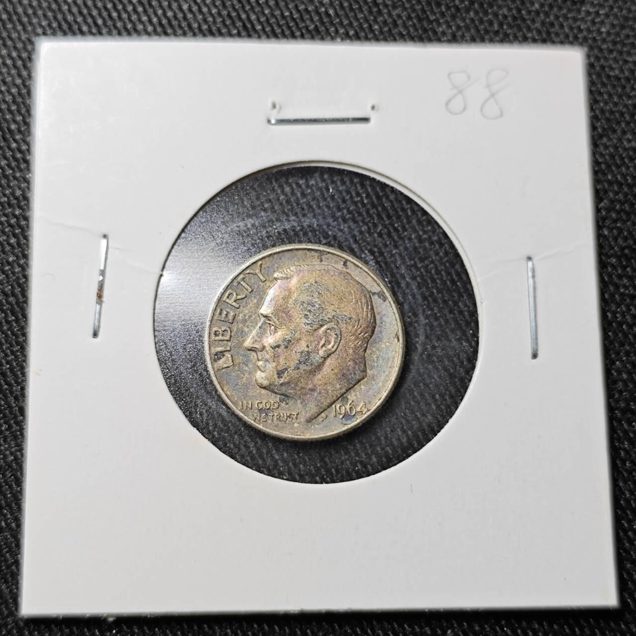 KK钱币收藏小铺  （套币 批量/好品散币 银币）专场  2月预留时间 周末发货   1964美国10分银币