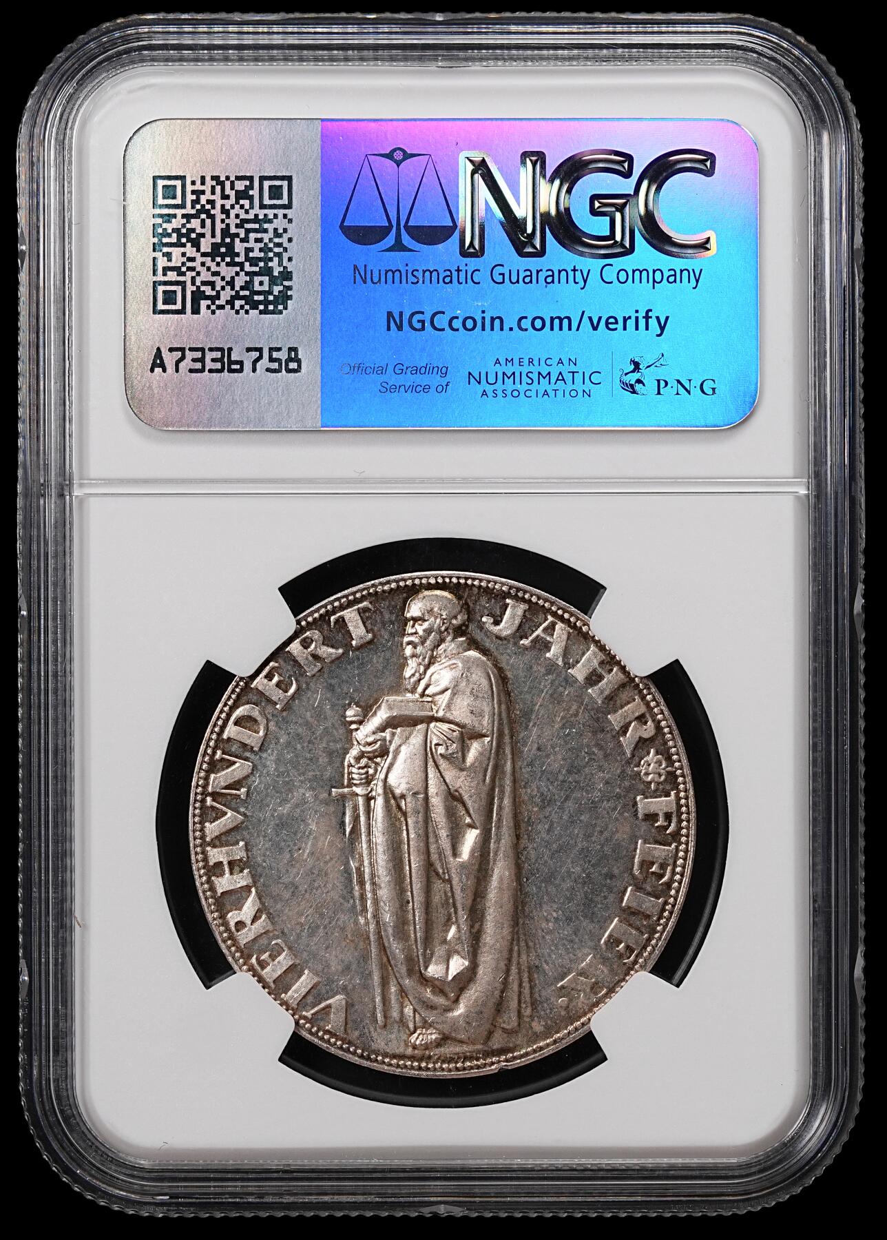 修遠堂世界钱币第八十九期 NGC MS62 1928年德国纽伦堡-阿尔布雷特·丢勒逝世400周年纪念银章 文艺复兴时期杰出画家
