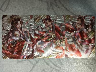 花开卡拍第43期（10月19号周日截拍，品控勿拍!!!拍品不寄存，运费5元，自制卡难免瑕疵，可能存在轻微撞角爆边等出厂瑕疵，品控介意勿拍！） - 墨卡牌 情人节特卡 3张 粗闪