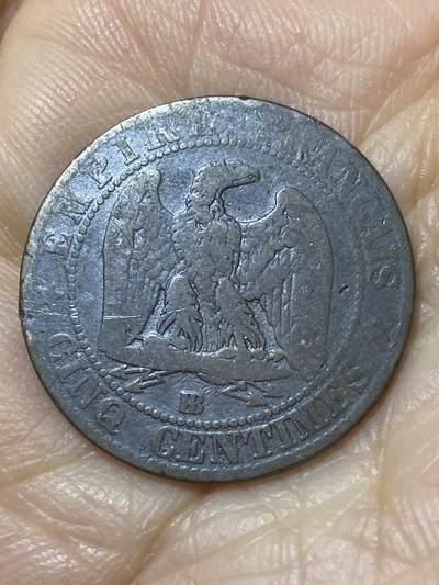 2025年第一百一十二场(总第一百三十八场）外国好品散币(免佣金) - 法兰西第二帝国1856年5生丁(拿破仑三世第一版，BB标斯特拉斯堡造)