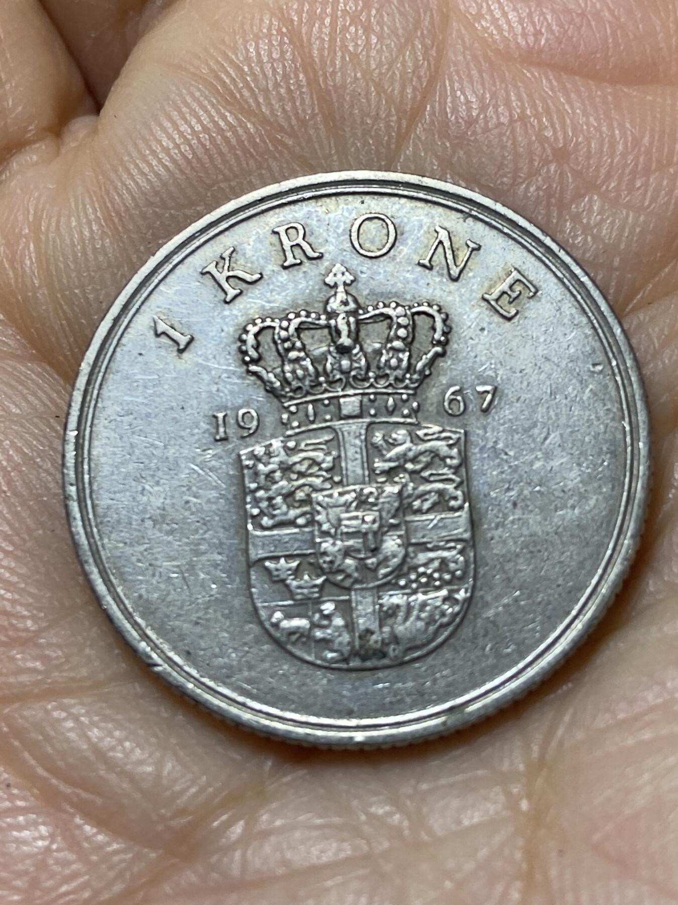 2025年第一百一十二场(总第一百三十八场）外国好品散币(免佣金) 丹麦🇩🇰1967年1克朗(弗雷德里克九世，C; S)