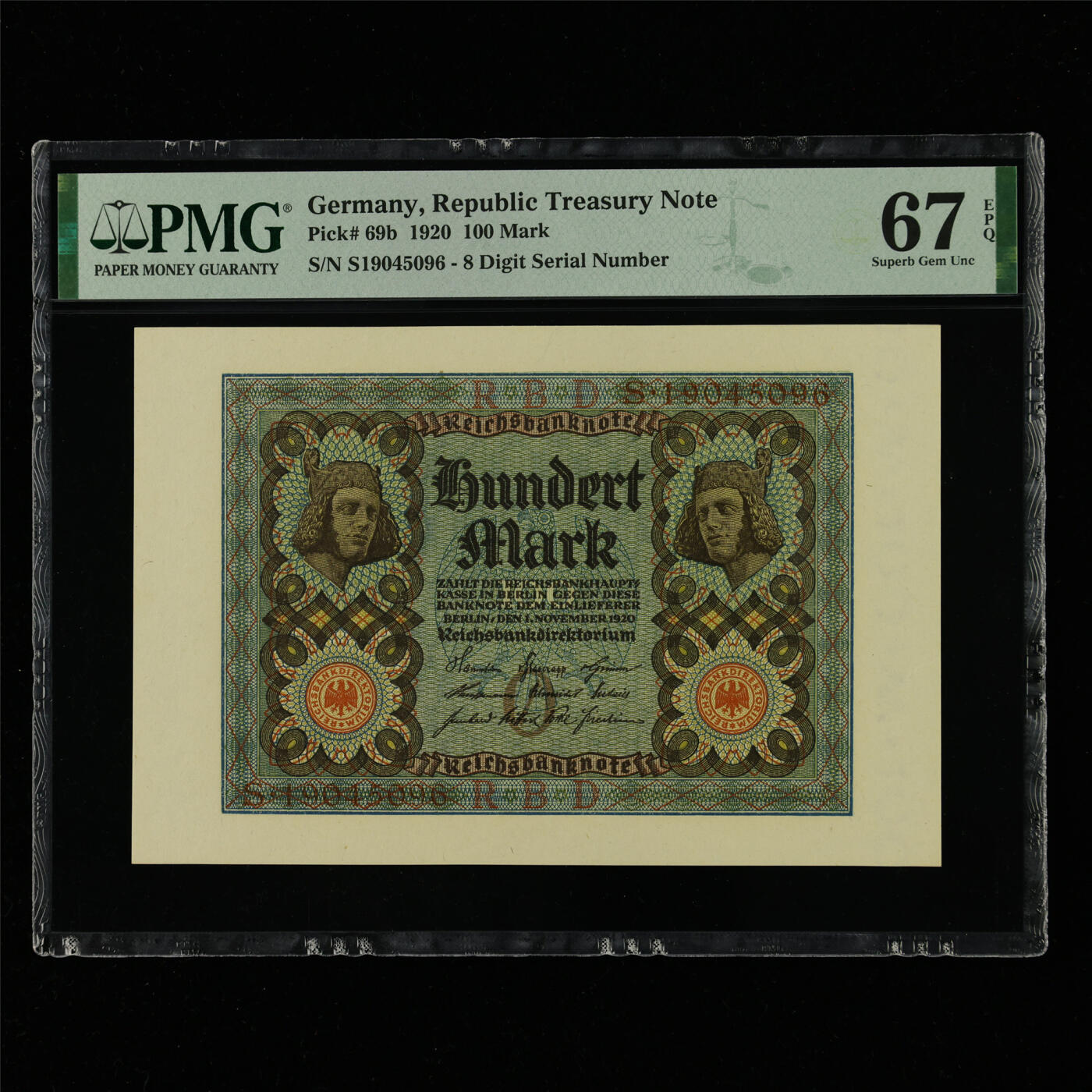 【亘邦集藏】第214期拍卖 1920年 德国100马克 PMG 67EPQ S19045096