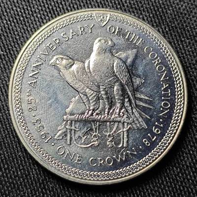 KK钱币收藏小铺  （套币 批量/好品散币 银币）专场  2月预留时间 周末发货 - 马恩岛1978年1克朗女王加冕25周年纪念币