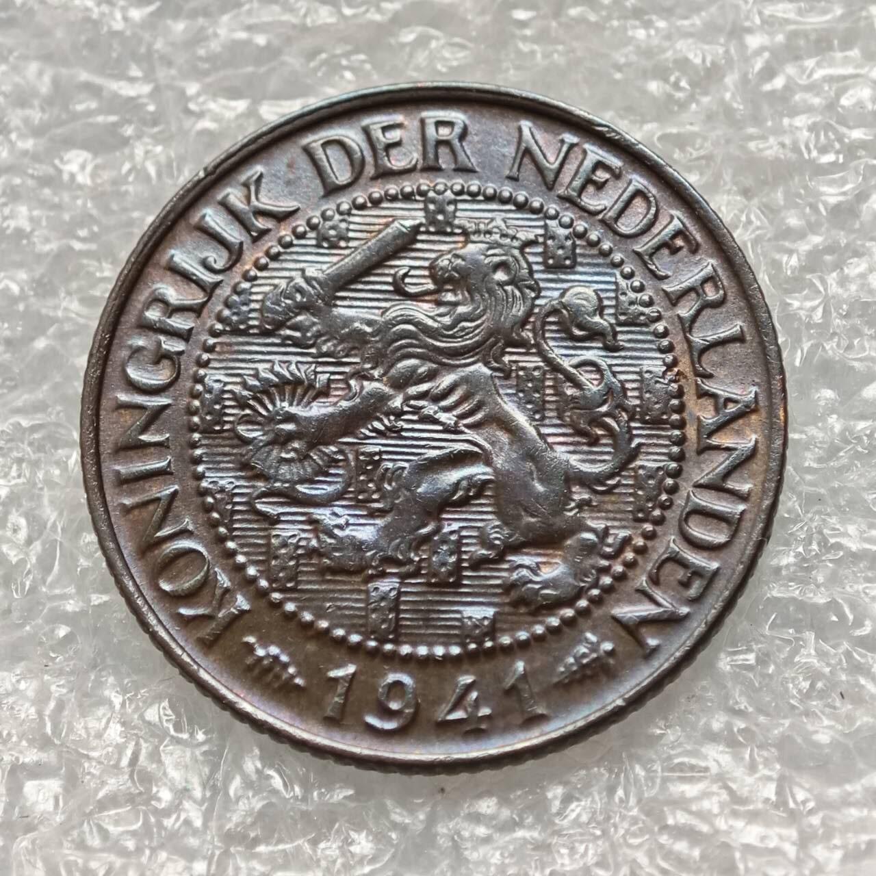 【淘币小摊】限时拍第七百六十八拍   荷兰梵蒂冈教皇国圣马力诺专场  满百包邮可预留两周  周一统一发货  荷兰1941年1分铜币威廉明娜女王 km152