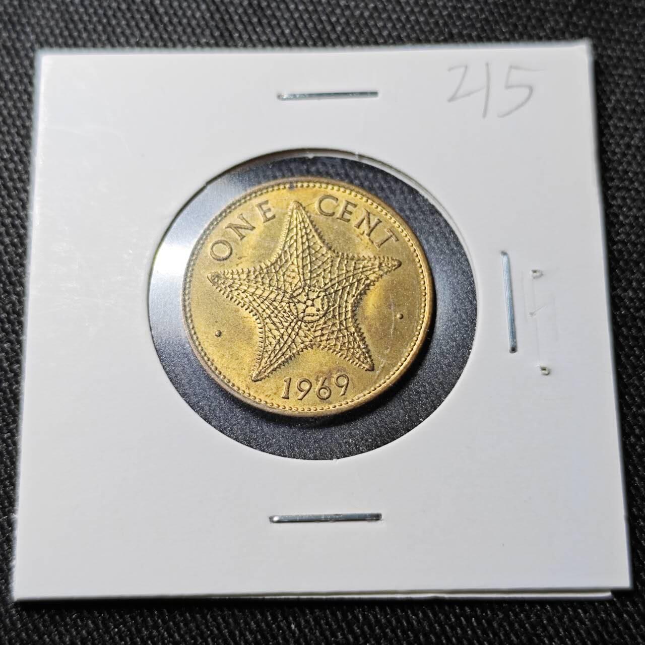 KK钱币收藏小铺  （套币 批量/好品散币 银币）专场  2月预留时间 周末发货  1969巴哈马1分海星铜币 好品