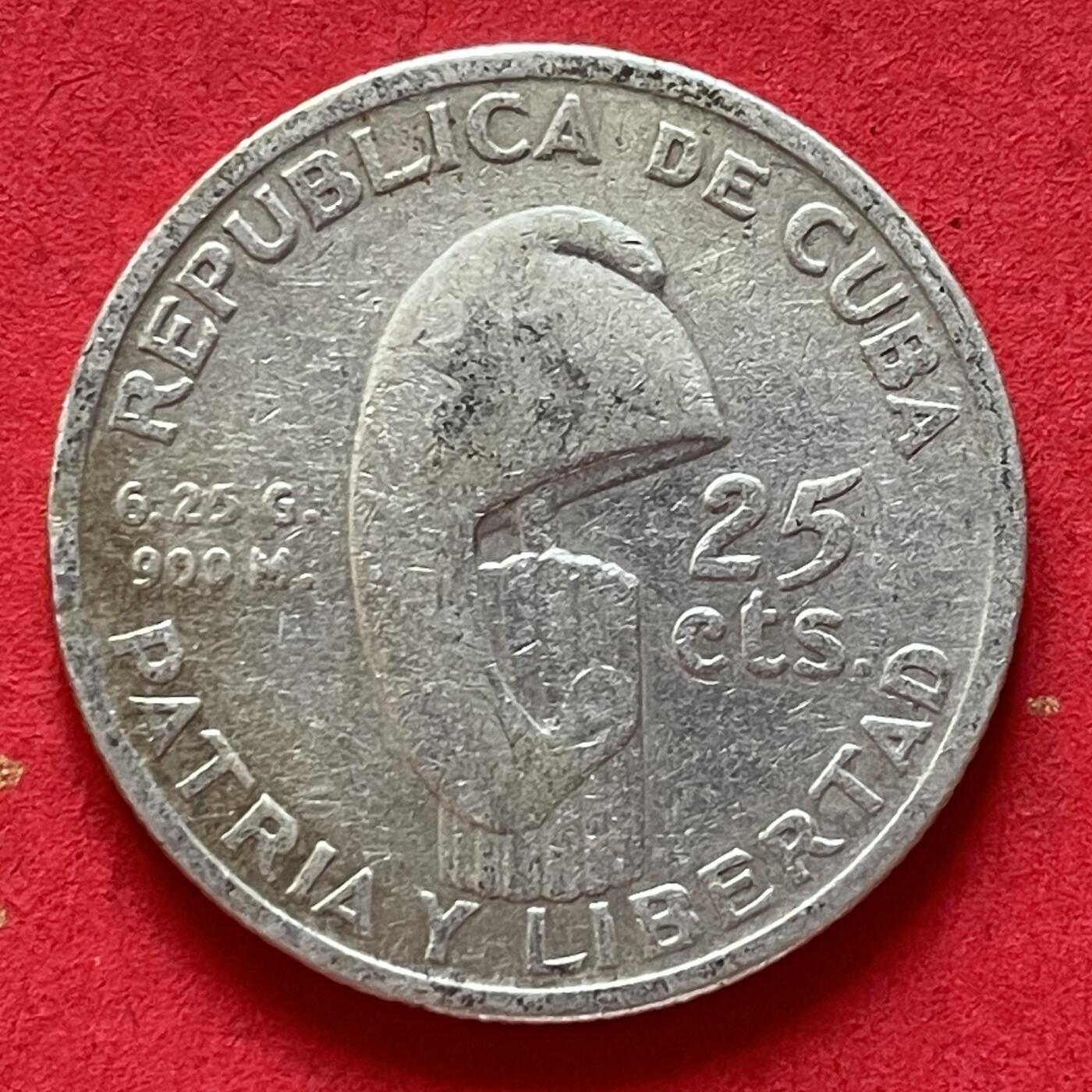 【银质纪念币、国外银币等珍品】限时专场 古巴1953年何塞马蒂25分银币一枚