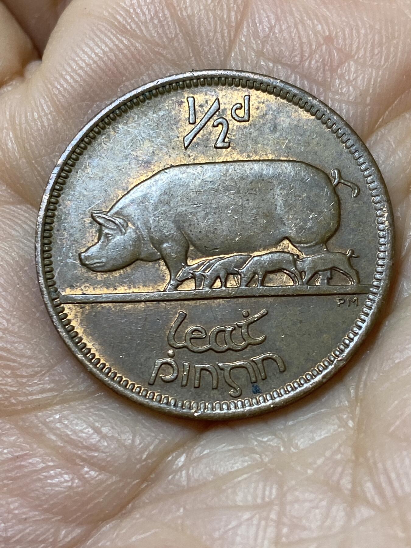 2025年第一百一十二场(总第一百三十八场）外国好品散币(免佣金) 爱尔兰🇮🇪1967年1/2便士(共和国时期第一套)