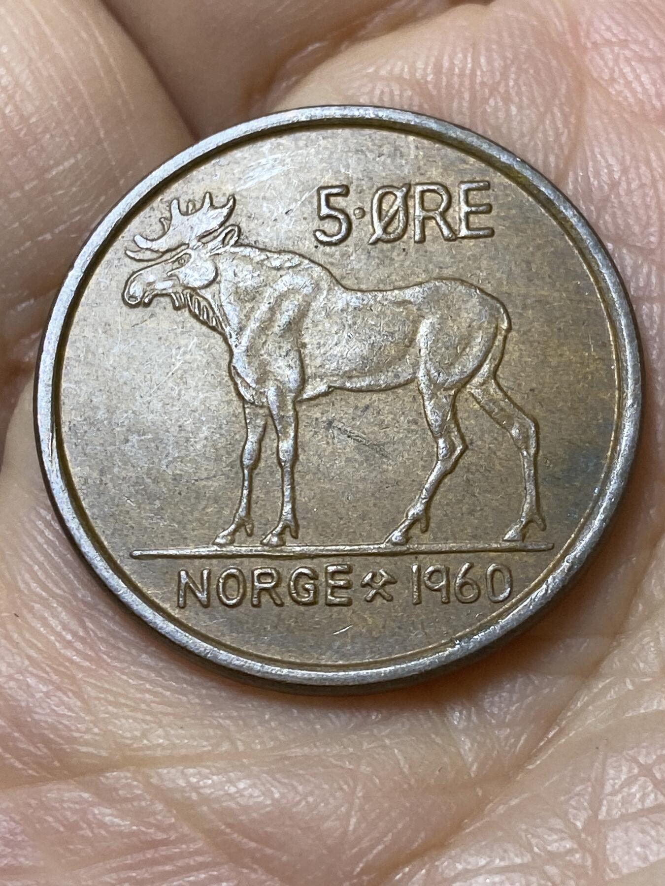 2025年第一百一十二场(总第一百三十八场）外国好品散币(免佣金) 挪威🇳🇴1960年5欧尔(奥拉夫五世第一版)