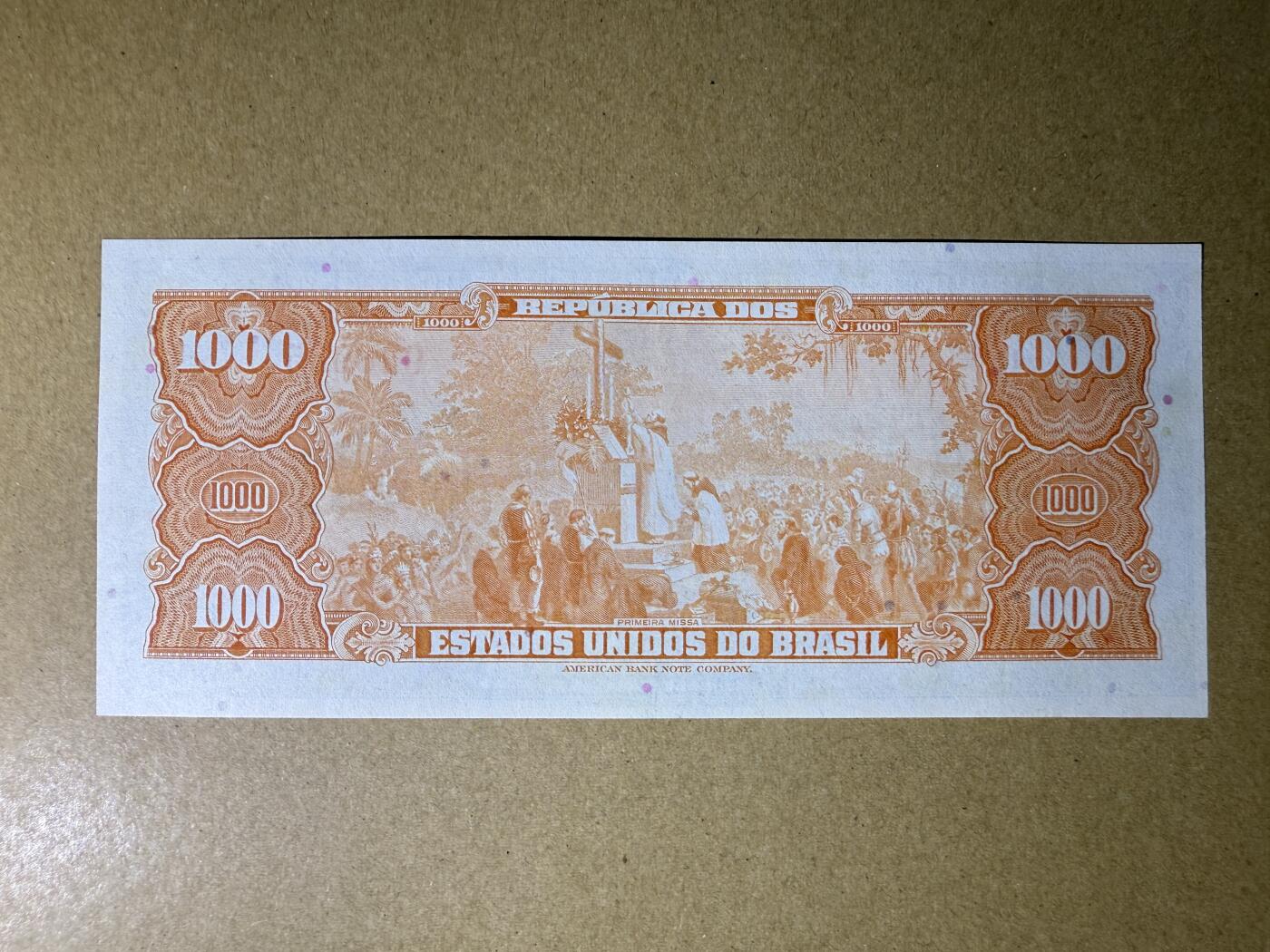 《艾美收藏》第216期-10.19周日外币超白金场 巴西1000克鲁塞罗 UNC 1961年 稀少大面值