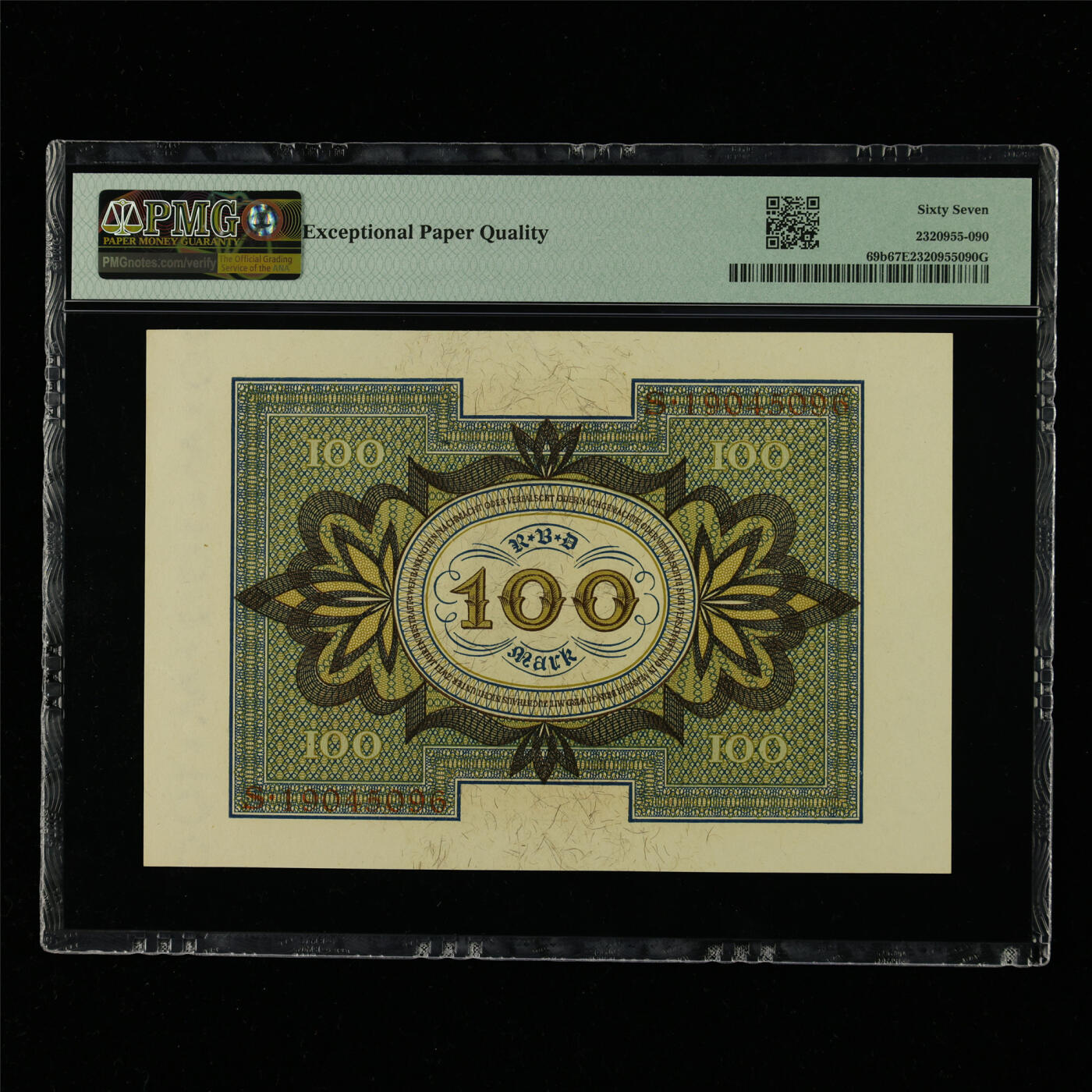【亘邦集藏】第214期拍卖 1920年 德国100马克 PMG 67EPQ S19045096