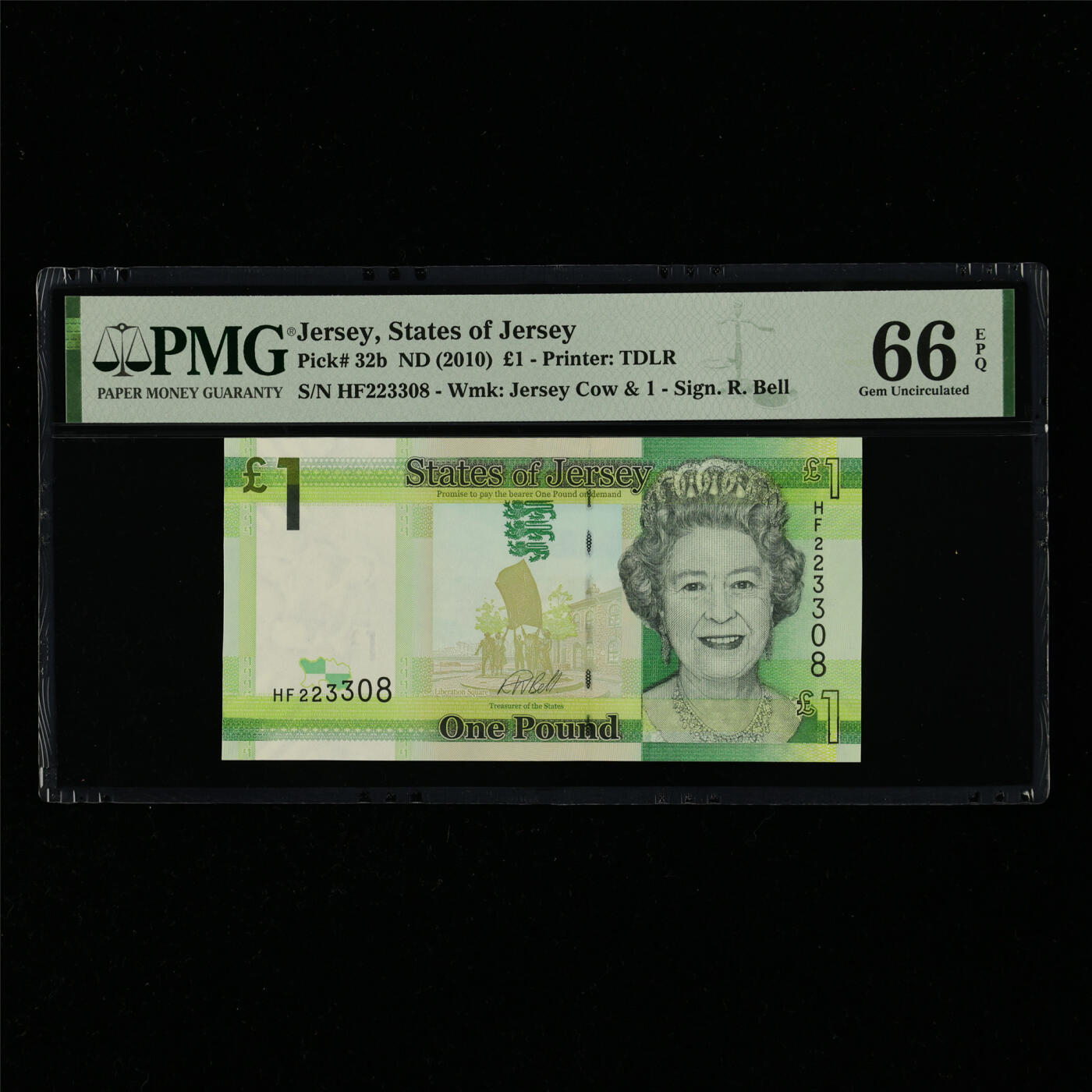 【亘邦集藏】第214期拍卖 2010年 泽西岛1镑 PMG 66EPQ HF223308