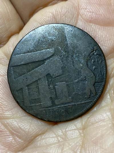 2025年第一百一十二场(总第一百三十八场）外国好品散币(免佣金) - 英国🇬🇧1787年1/2便士代币(沃里克郡商业代币，威尔金森锻造厂图案)