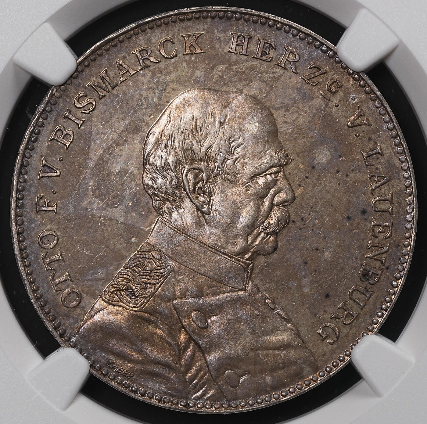 修遠堂世界钱币第八十九期 NGC MS62 1894年俾斯麦与威廉二世和解纪念银章