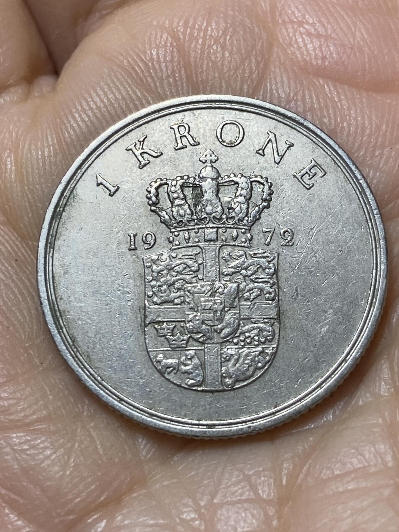 2025年第一百一十二场(总第一百三十八场）外国好品散币(免佣金) 丹麦🇩🇰1972单年份1克朗(弗雷德里克九世逝世年，S; S版)