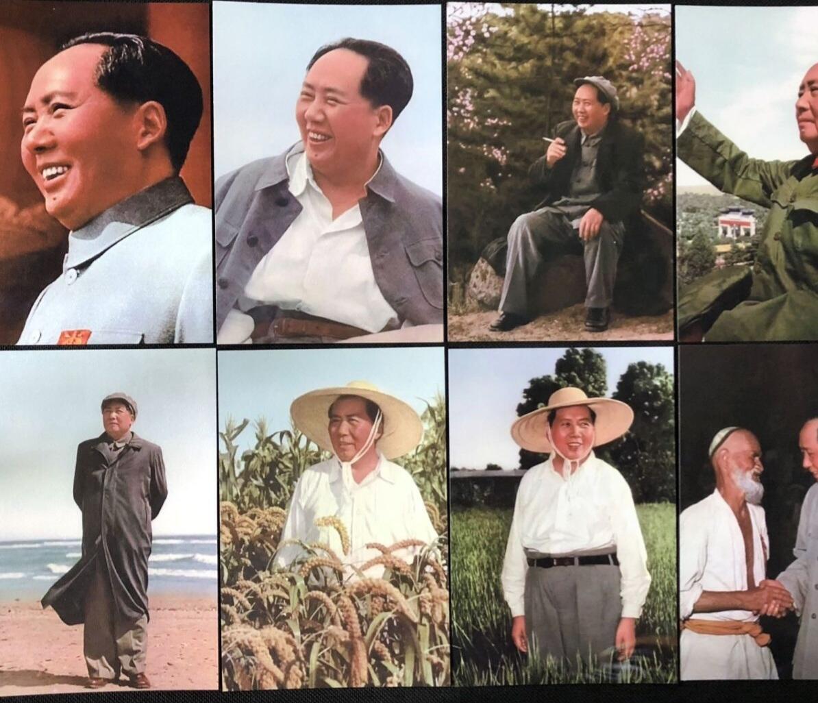 红色记忆专场 主席明信片一套8枚高清珠光纸
