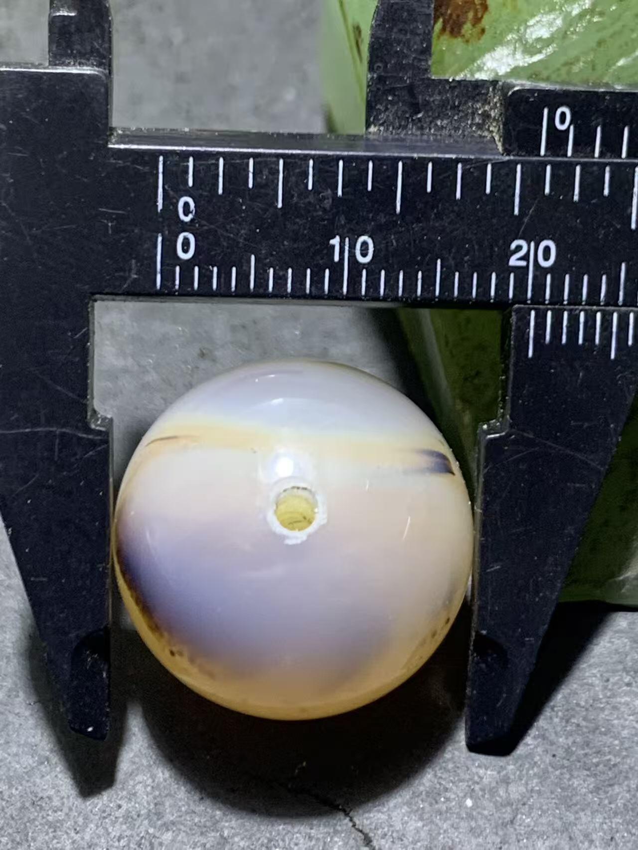 精美罕见冰粉色草花纹海洋玉髓2.0单珠一颗