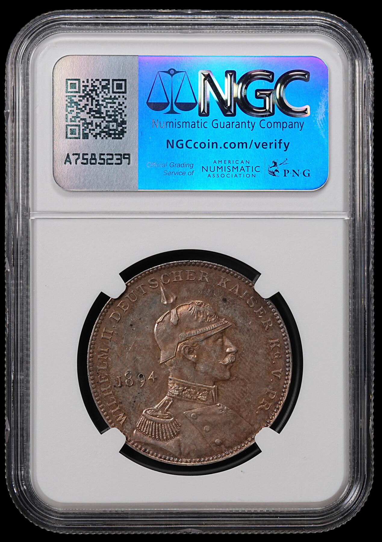 修遠堂世界钱币第八十九期 NGC MS62 1894年俾斯麦与威廉二世和解纪念银章