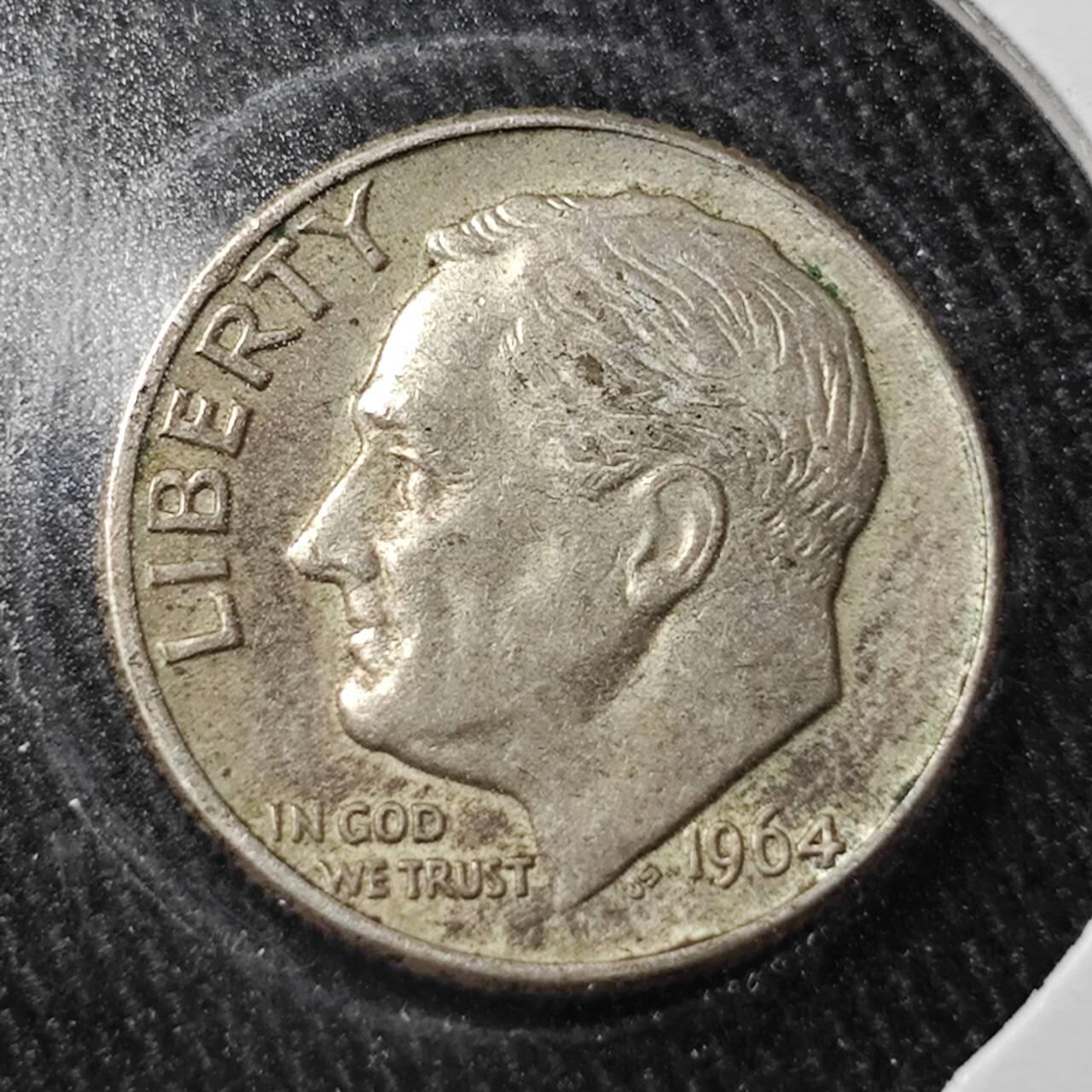 KK钱币收藏小铺  （套币 批量/好品散币 银币）专场  2月预留时间 周末发货   1964美国10分银币