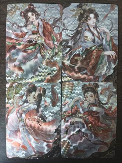 花开卡拍第43期（10月19号周日截拍，品控勿拍!!!拍品不寄存，运费5元，自制卡难免瑕疵，可能存在轻微撞角爆边等出厂瑕疵，品控介意勿拍！） - 墨卡情人节福袋限定卡 粗闪4张