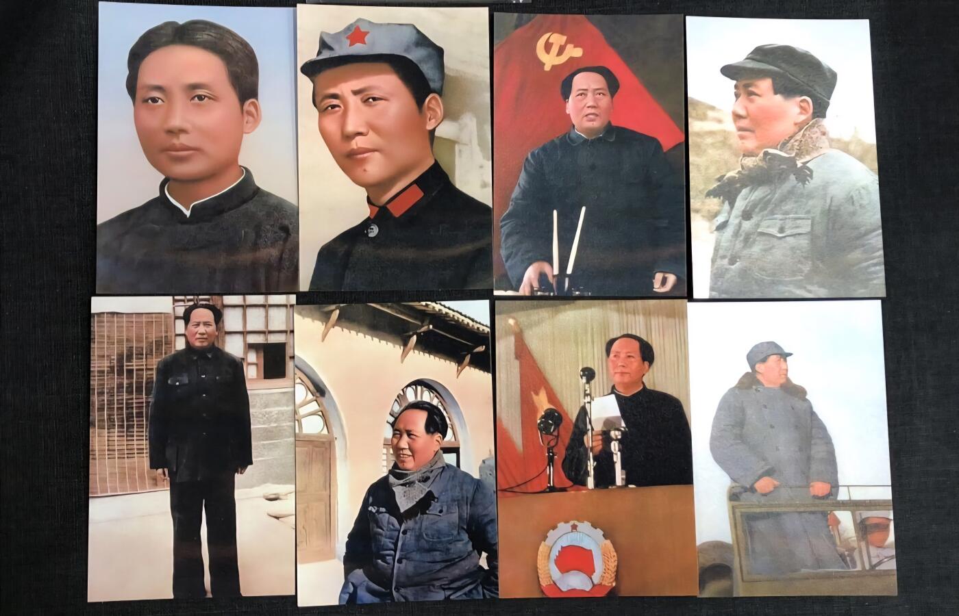 红色记忆专场 主席明信片一套8枚高清珠光纸