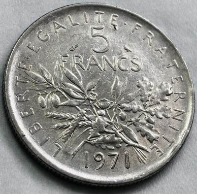 神仙姐姐-中外币专场22 1971 年法国播种女神 5 法郎