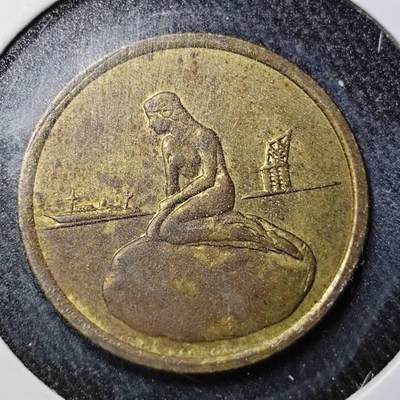 KK钱币收藏小铺  （套币 批量/好品散币 银币）专场  2月预留时间 周末发货 -  丹麦公司铜章 丹麦海边著名鱼美人雕像