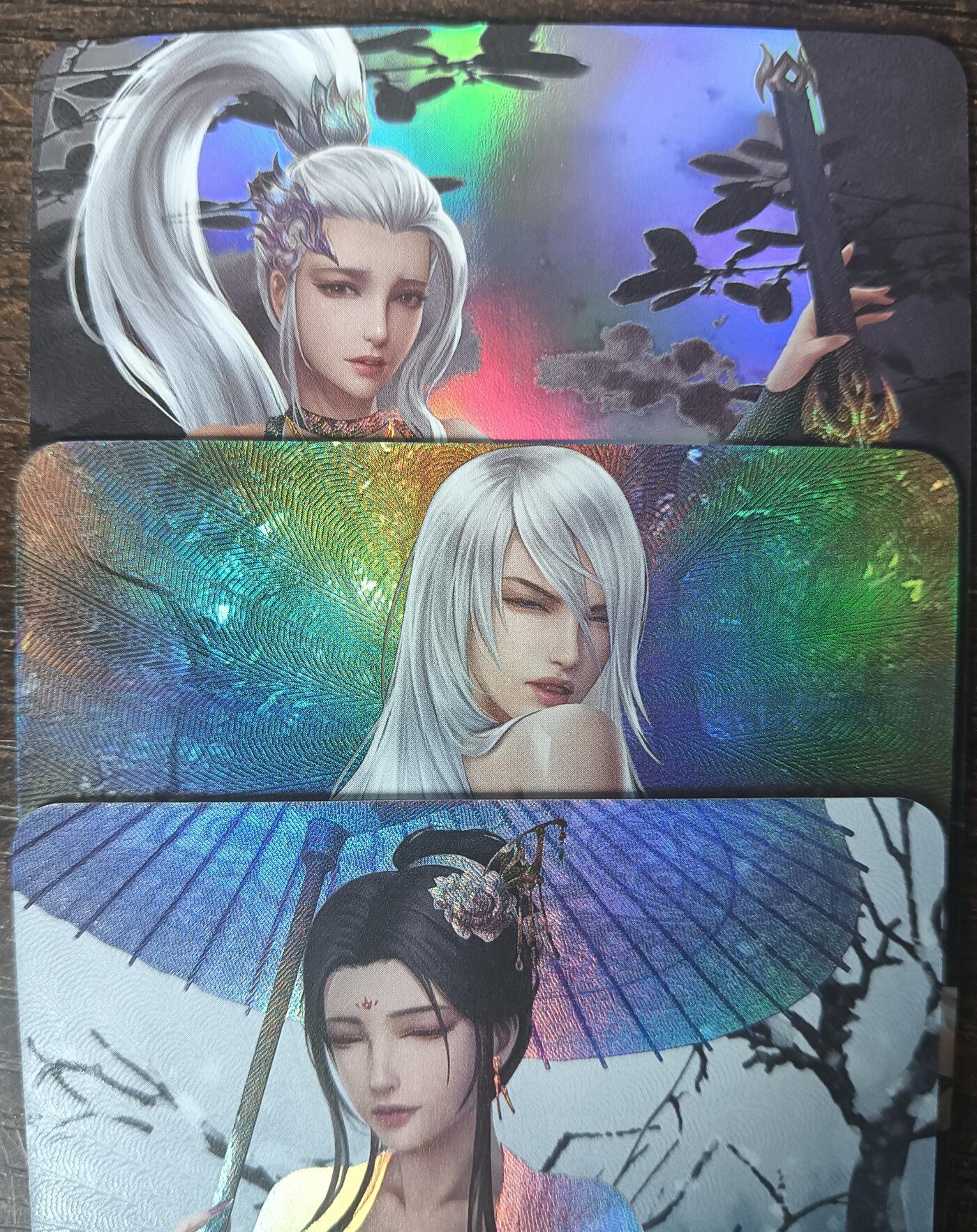 花开卡拍第43期（10月19号周日截拍，品控勿拍!!!拍品不寄存，运费5元，自制卡难免瑕疵，可能存在轻微撞角爆边等出厂瑕疵，品控介意勿拍！） 古风LGD艺术卡 彩闪3张