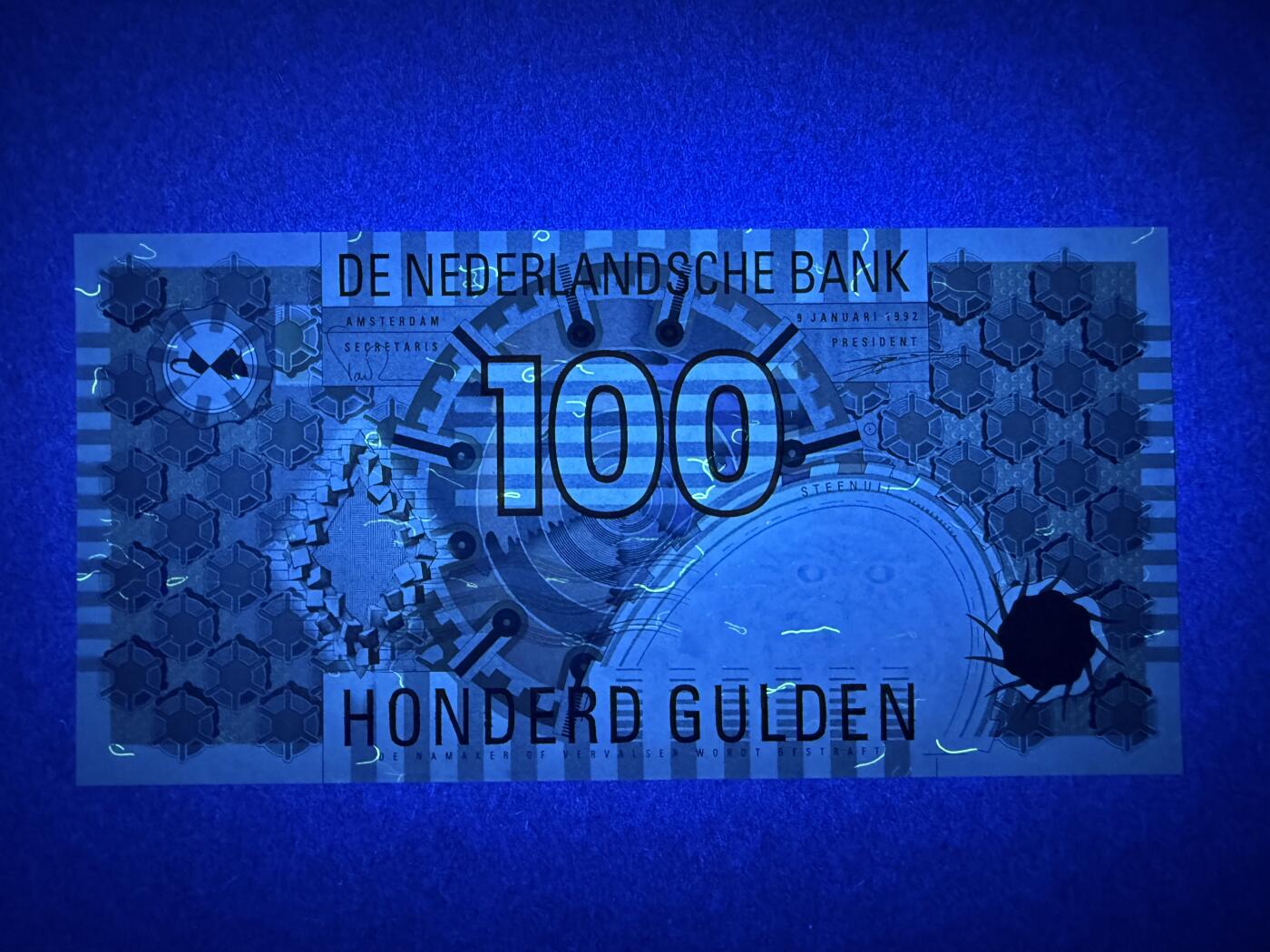 《艾美收藏》第216期-10.19周日外币超白金场 荷兰100盾 UNC 1992年 齿轮版