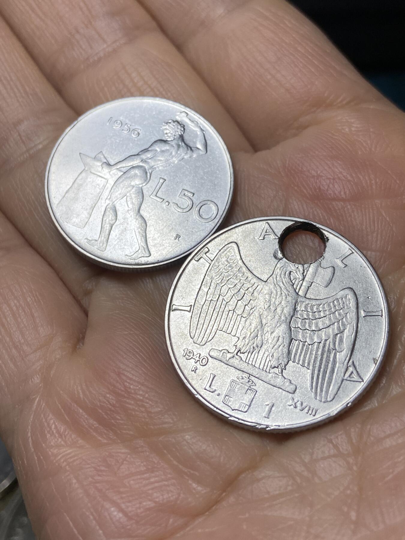 2025年第一百一十一场(总第一百三十七场）外国好品散币(免佣金) 意大利🇮🇹2枚：1956年50里拉，1940年1里拉
