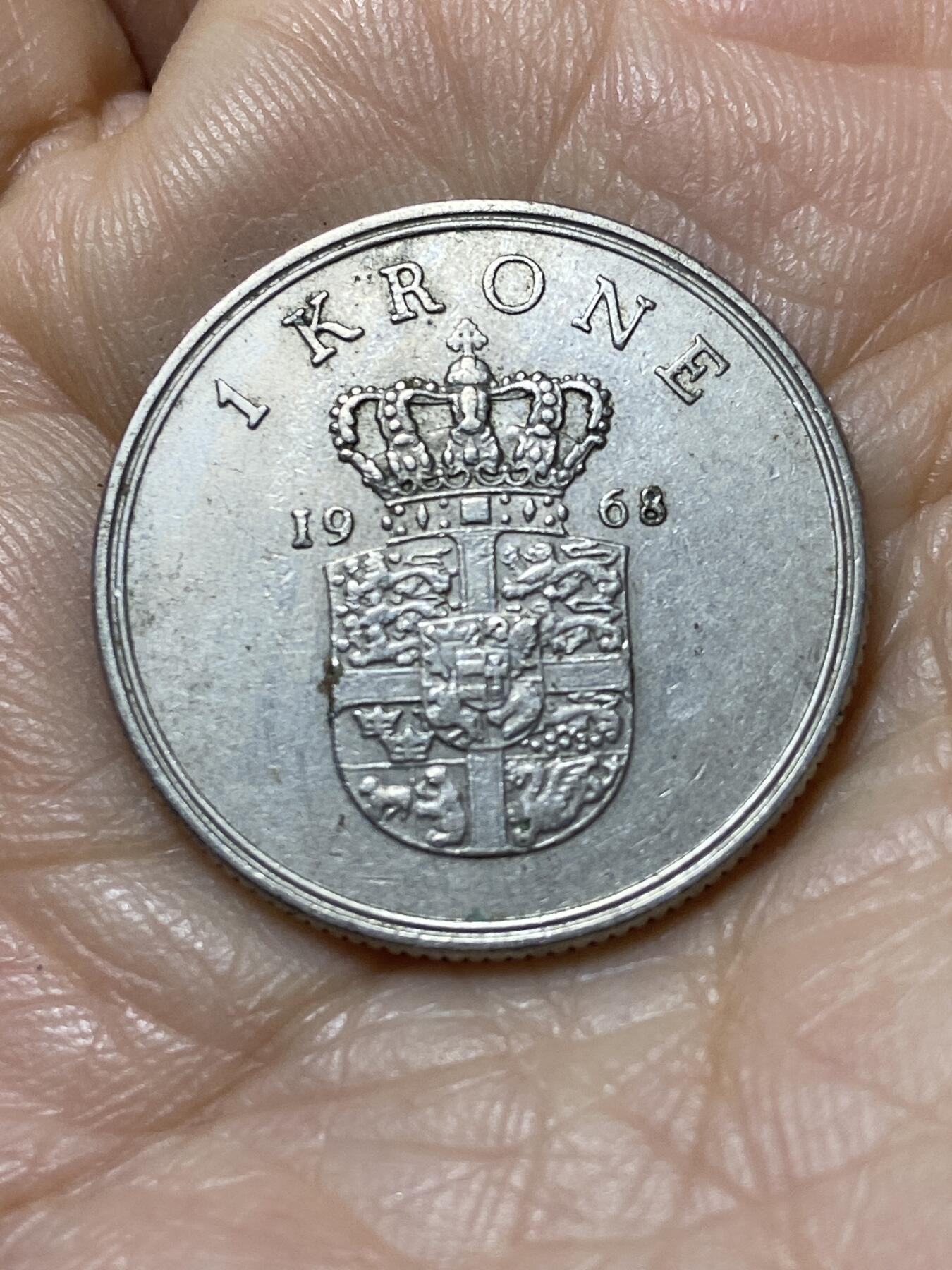 2025年第一百一十二场(总第一百三十八场）外国好品散币(免佣金) 丹麦🇩🇰1968年1克朗(弗雷德里克九世，C; S版)