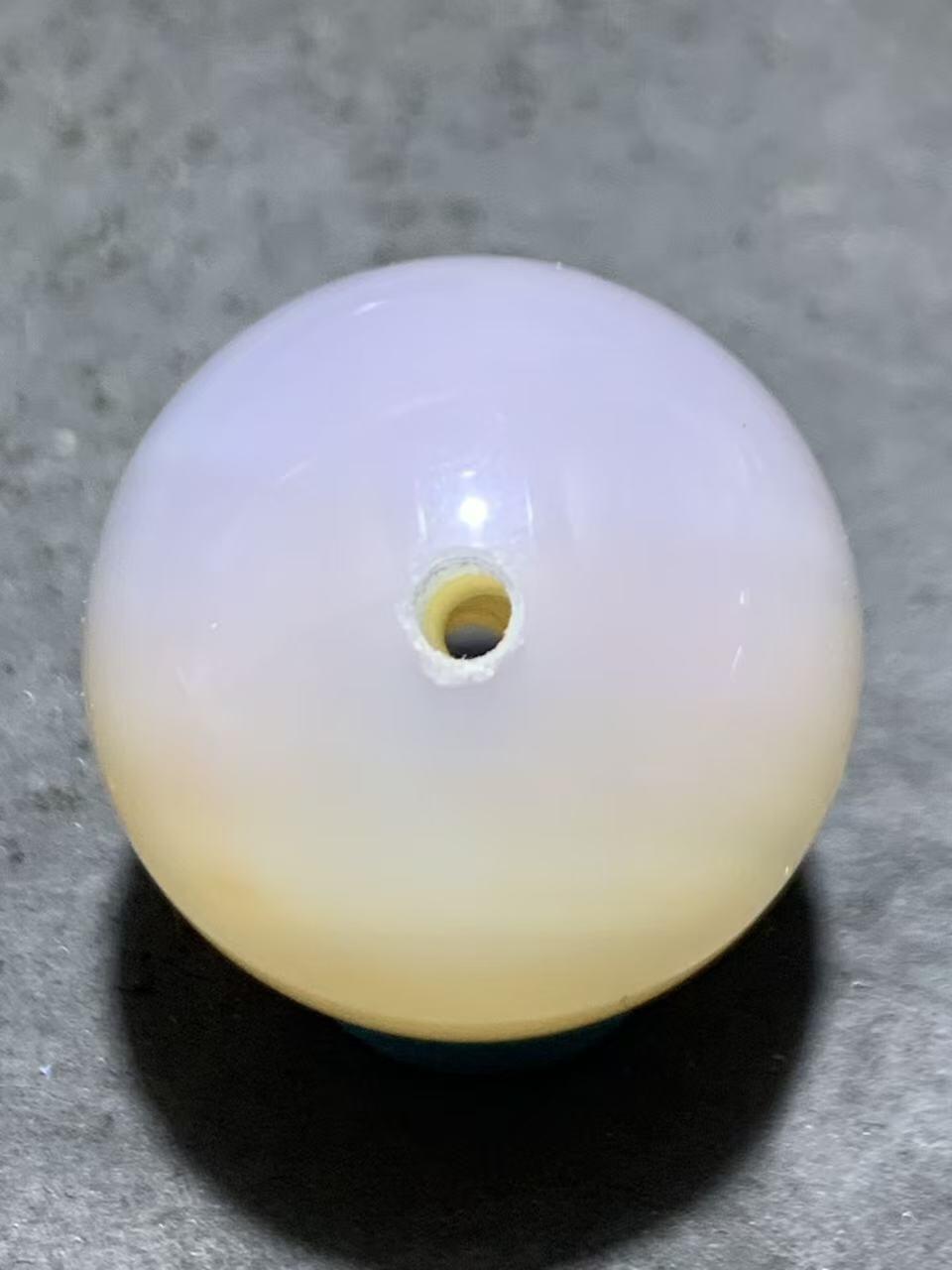 精美罕见冰粉色草花纹海洋玉髓2.0单珠一颗