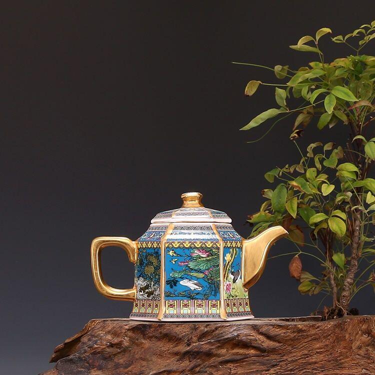 听雨轩（1）  古玩陶瓷专场 珐琅彩描金 六方执手壶 