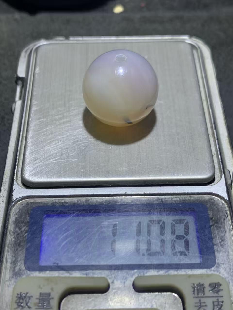 精美罕见冰粉色草花纹海洋玉髓2.0单珠一颗
