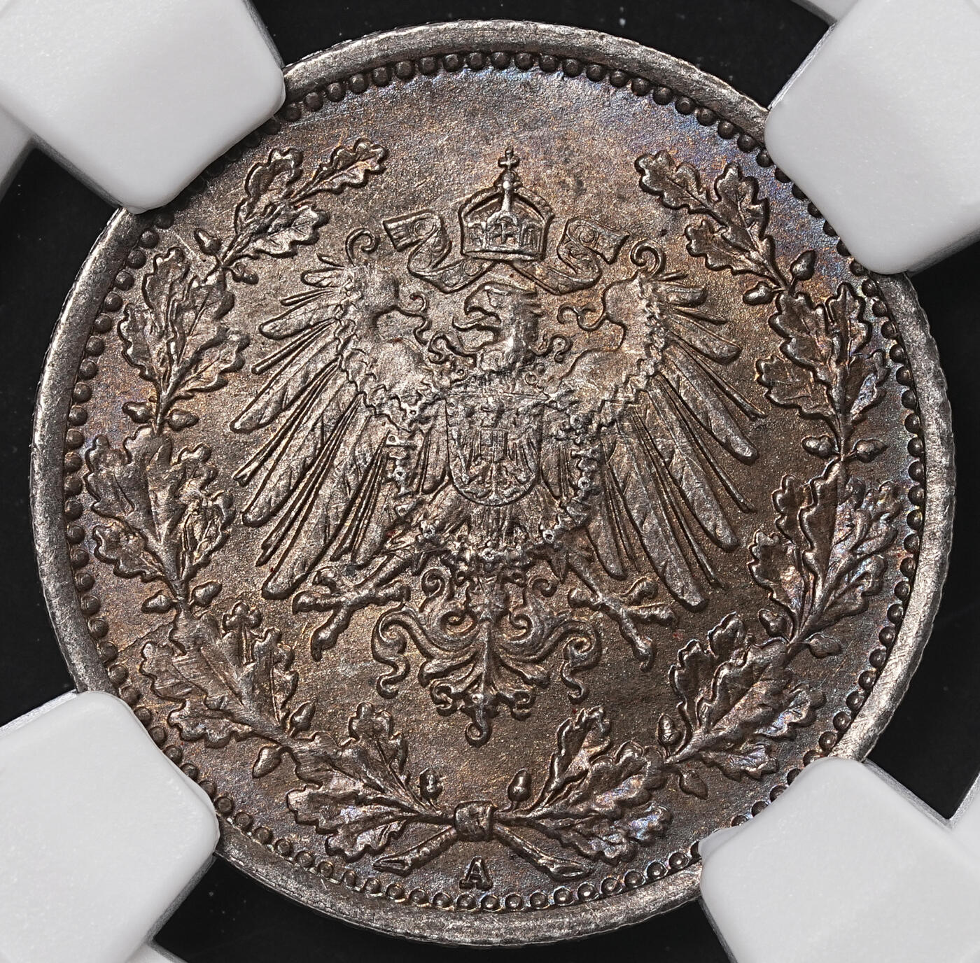 修遠堂世界钱币第八十九期 NGC评级 1918年德国1/2马克银币两枚 黑彩