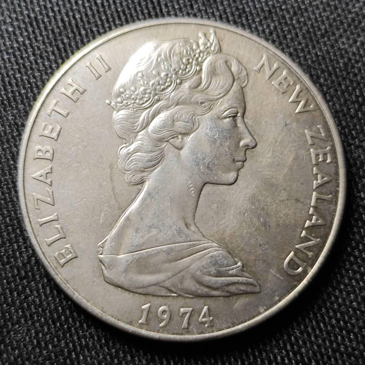 KK钱币收藏小铺  （套币 批量/好品散币 银币）专场  2月预留时间 周末发货  1974新西兰1元克朗形纪念币