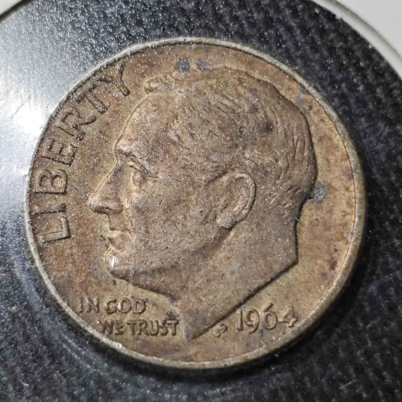 KK钱币收藏小铺  （套币 批量/好品散币 银币）专场  2月预留时间 周末发货   1964美国10分银币