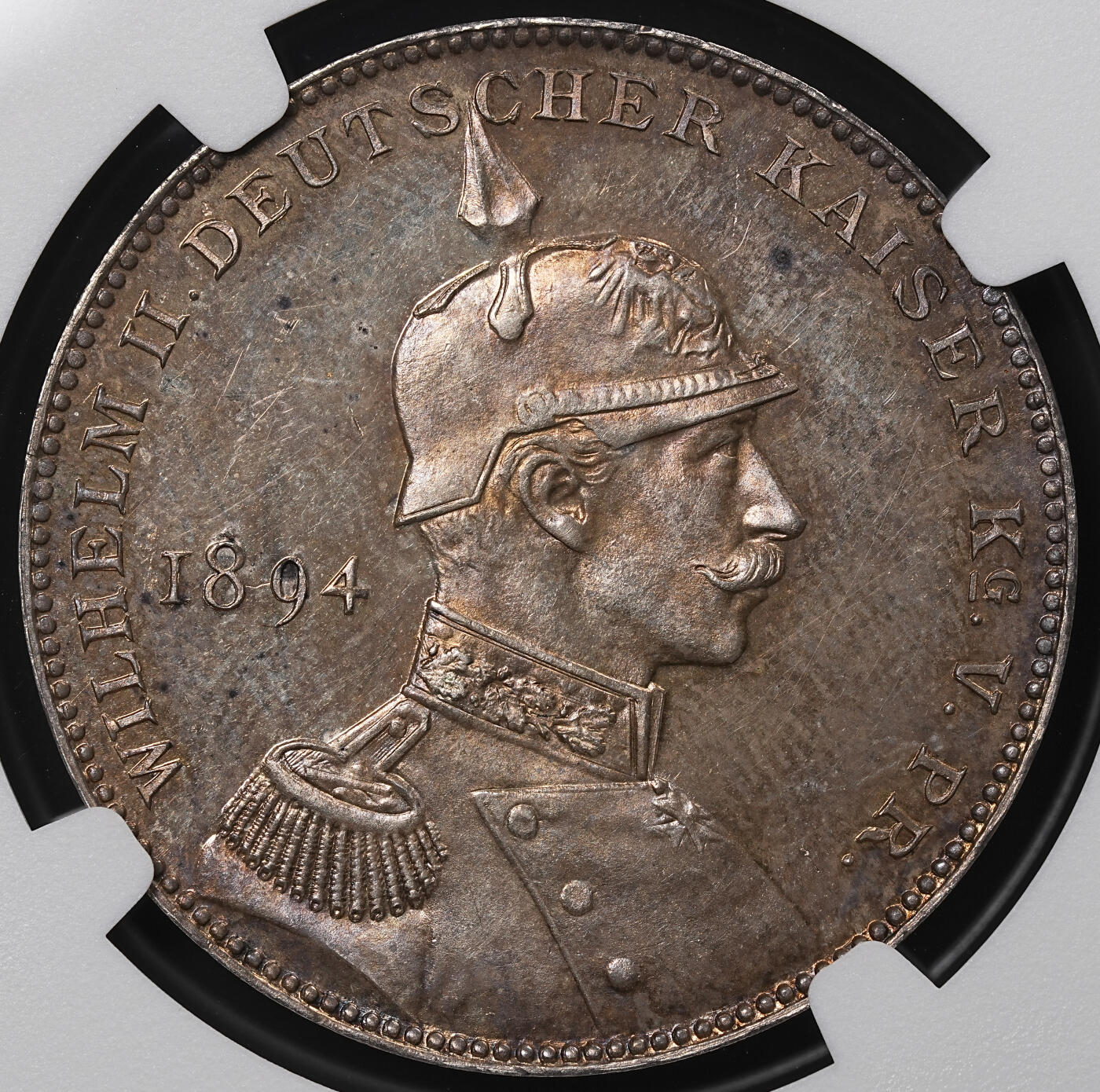 修遠堂世界钱币第八十九期 NGC MS62 1894年俾斯麦与威廉二世和解纪念银章