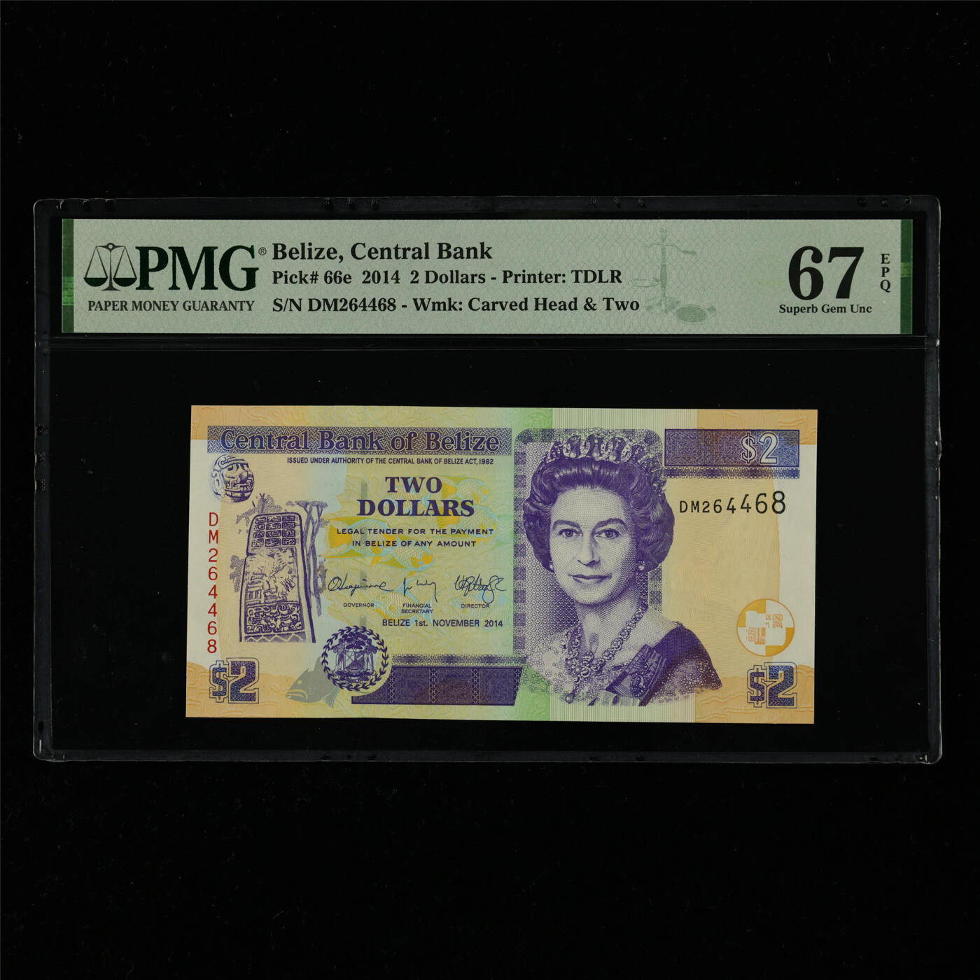 【亘邦集藏】第214期拍卖 2014年 伯利兹2元 PMG 67EPQ DM264468