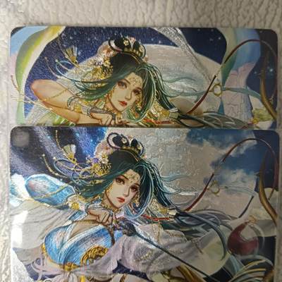 花开卡拍第43期（10月19号周日截拍，品控勿拍!!!拍品不寄存，运费5元，自制卡难免瑕疵，可能存在轻微撞角爆边等出厂瑕疵，品控介意勿拍！） - 卡玩帕克 异界水浒神姬 小李广 花荣 1套2张 粗闪，第一张卡面有长划痕介意勿拍
