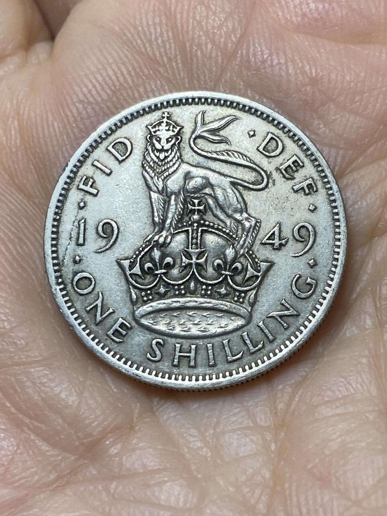 2025年第一百一十二场(总第一百三十八场）外国好品散币(免佣金) 英国🇬🇧1949年1先令(乔治六世第二版，英格兰站狮版)