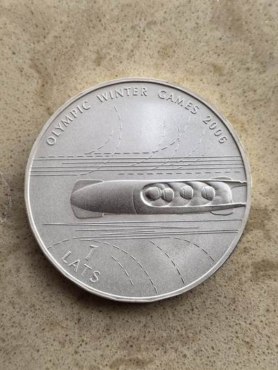 道一币馆币章第一百五十二场 - 拉脱维亚2005年都灵冬奥会1拉特银币  31.47g 925S 15000