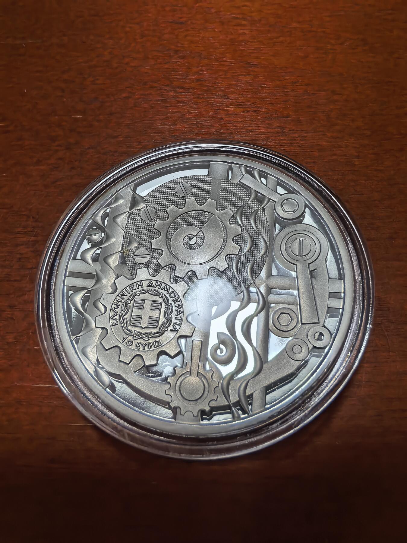 长老汇蛇年精选第六十二场拍卖 2024希腊古代科技10欧元彩色精制银币，34.1克925银，盒证全，2000枚