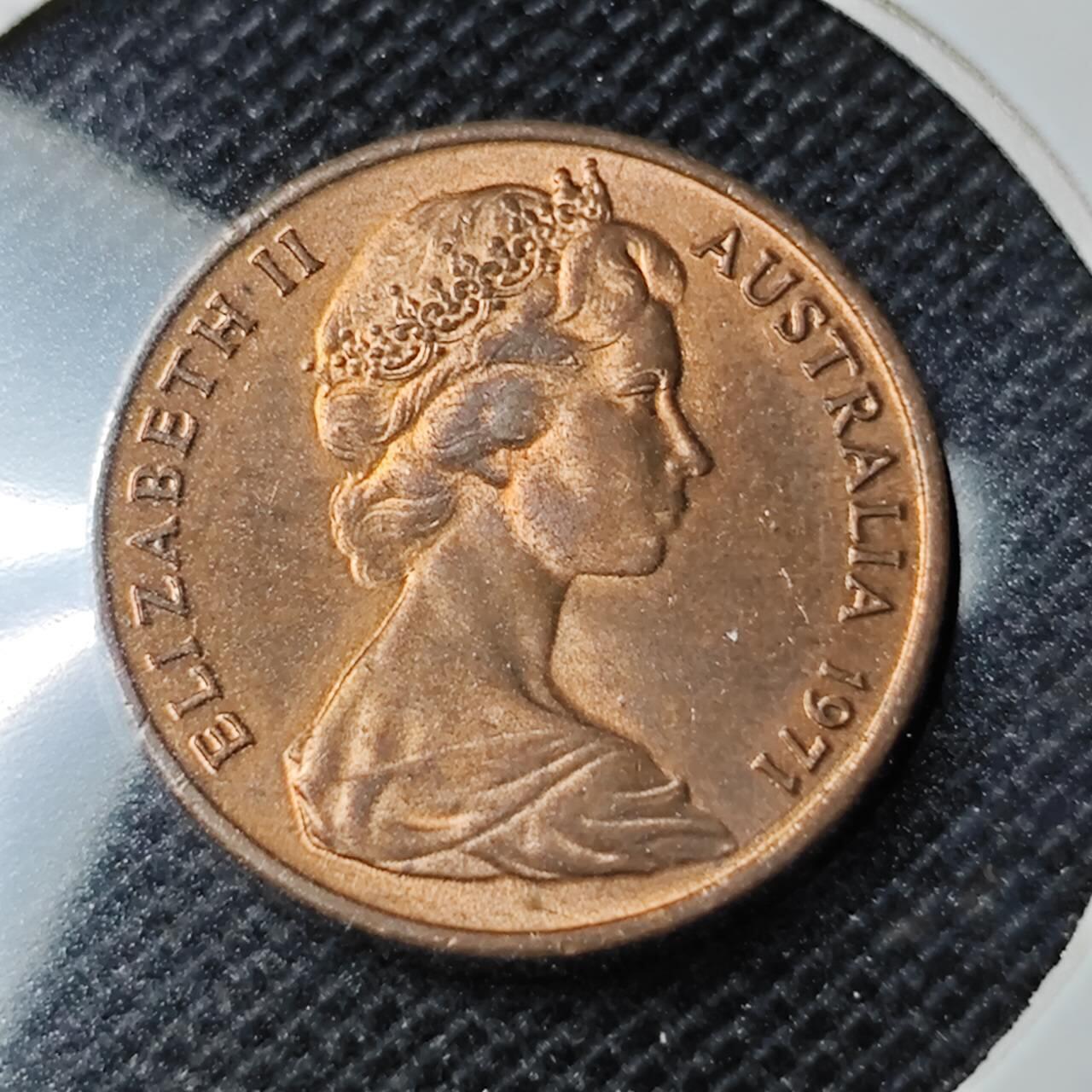 KK钱币收藏小铺 第350场 2月预留时间 周末发货  1971澳大利亚1分 好品