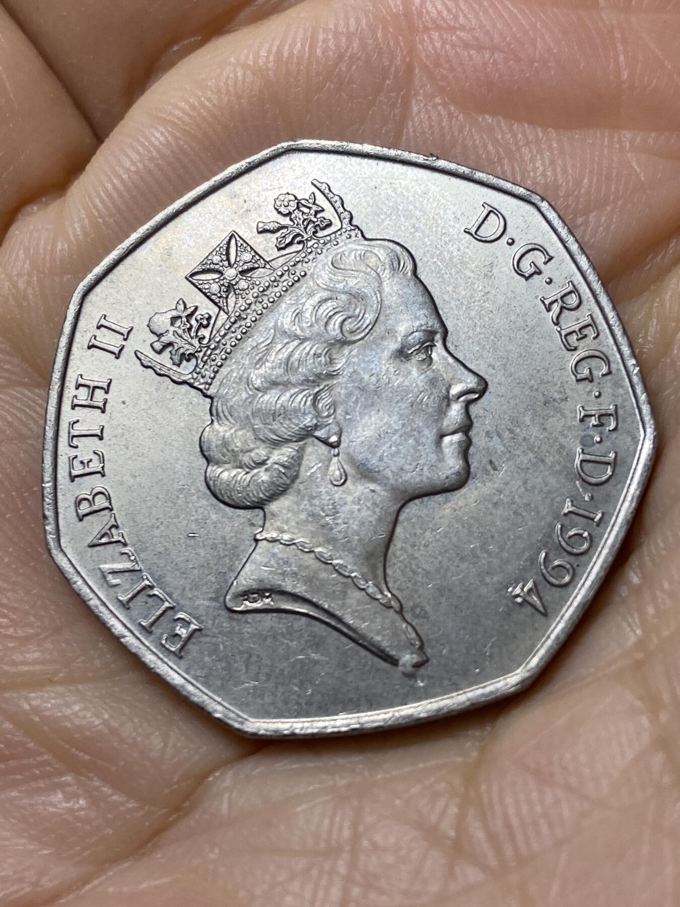 2025年第一百一十二场(总第一百三十八场）外国好品散币(免佣金) 英国🇬🇧1994年50便士(诺曼底登陆50周年纪念币)