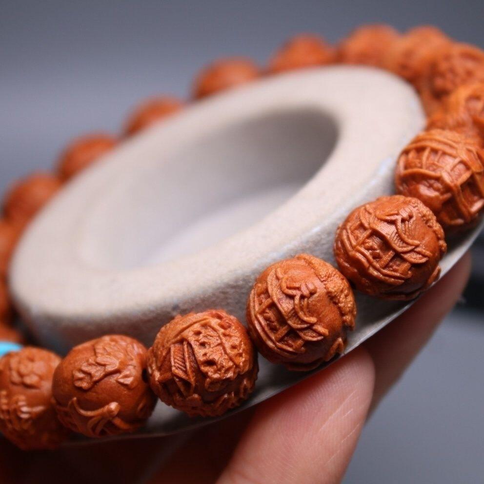 听雨轩（36） 苏州园林风景 龙纹桃核雕 矮桩正圆小核桃手串1.2*20颗