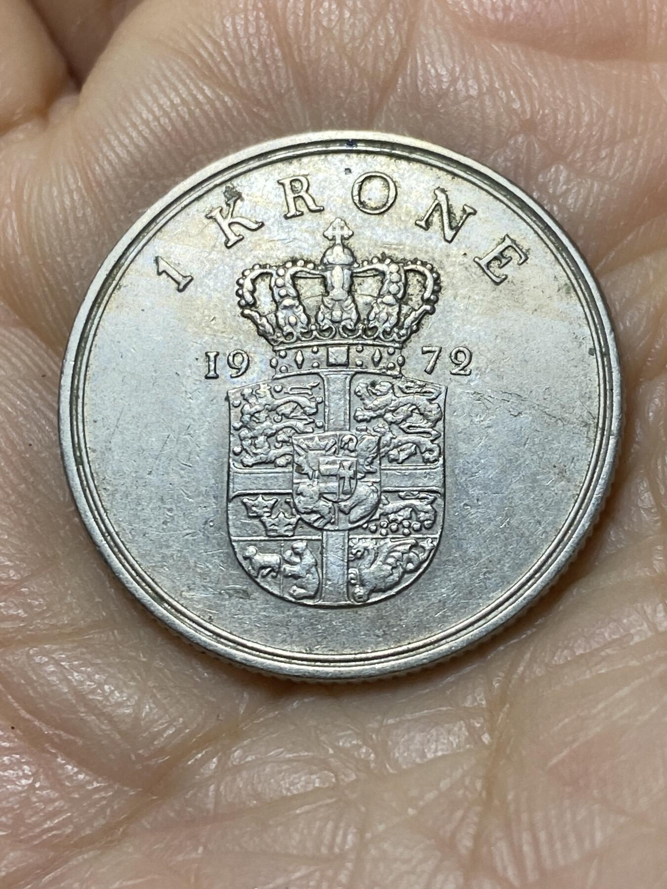 2025年第一百一十二场(总第一百三十八场）外国好品散币(免佣金) 丹麦🇩🇰1972单年份1克朗(弗雷德里克九世逝世年，S; S版)