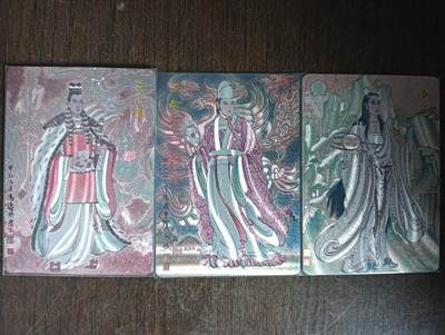 花开卡拍第43期（10月19号周日截拍，品控勿拍!!!拍品不寄存，运费5元，自制卡难免瑕疵，可能存在轻微撞角爆边等出厂瑕疵，品控介意勿拍！） - 百里卡牌 特卡 三美男 冯涛绘 左下角有轻微撞角 看好拍