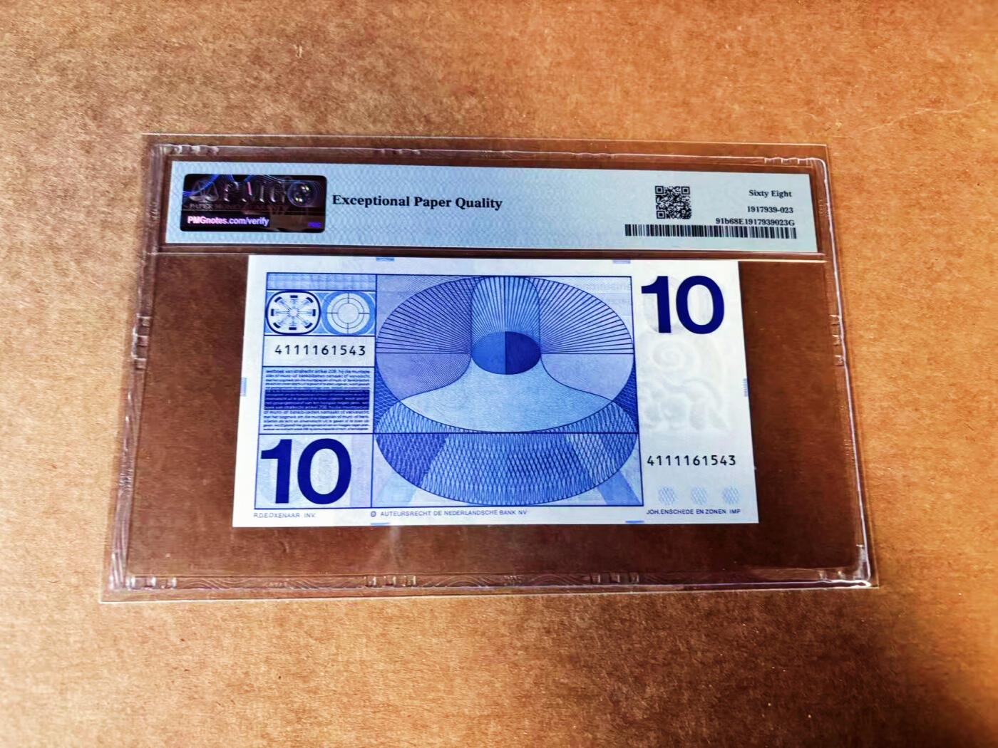【Blue Auction】世界纸币精拍第738期——18级TOP拍卖/信誉/品质/专业/高效💫 	荷兰1968年10盾  PMG68EPQ 高分