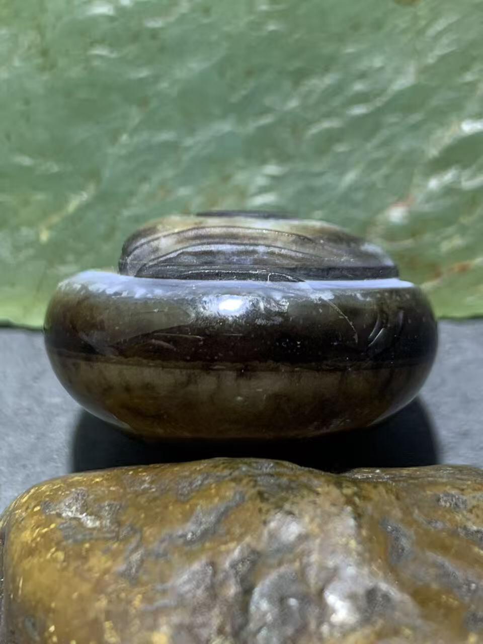精品药师玛瑙手工雕刻富贵有鱼板珠（背云）一颗